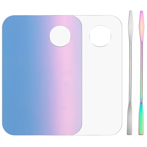 Thinp 2-Set Acrylic Makeup Mixing Palette and Foundation Spatula Tray