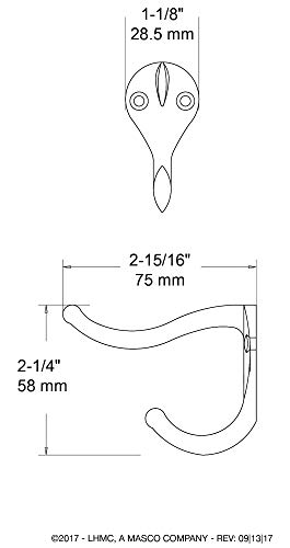 Franklin Brass Heavy Duty Coat and Hat Wall Hook - Matte Nickel