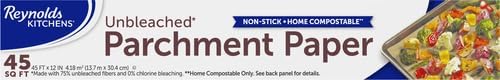 Reynolds Kitchens Unbleached Parchment Paper Roll - Non-Stick & Oven Safe Up to 425°F | 45 Feet x 12 Inches (Pack of 3)