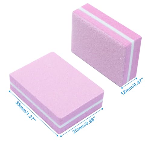 Verkelly Mini Nail Buffer Blocks 50 Pcs Pink 100/180 Grit