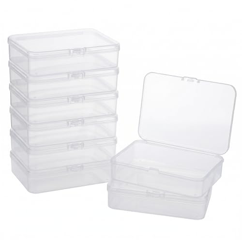 8 Pcs Mini Plastic Storage Containers with Lids - 4x3x1 Inch Clear Organizers for Crafts, Jewelry, and Small Items