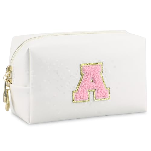 Gosuoa Personalized Letter Monogram Waterproof PU Leather Makeup Bag