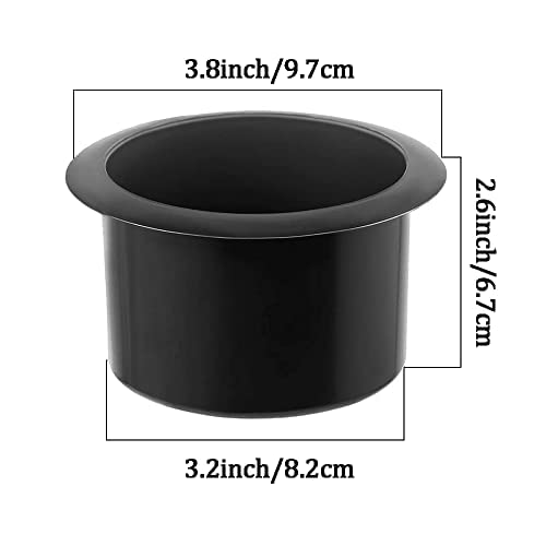 2 Pcs Black Plastic Cup Holder Insert for Recliner, Sofa, Boat & Poker Table