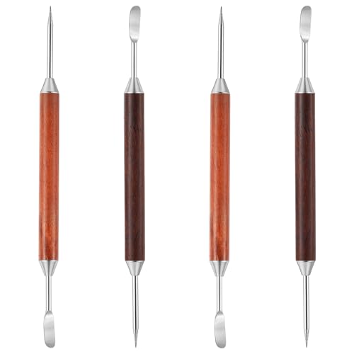4PCS Stainless Steel Latte Art Pen Set with Wood Handles