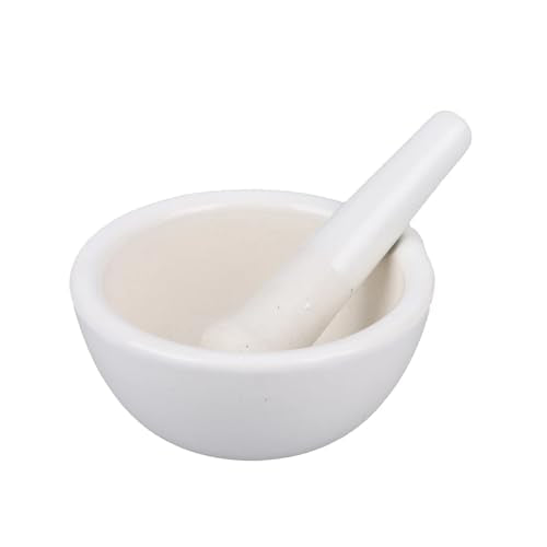 Ceramic Mortar and Pestle Set - 2.4 Inch Spice Grinder with Brush & Spoon