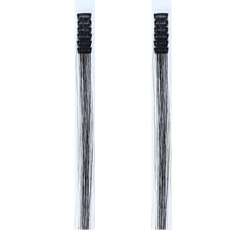 BALINGHAIR Clip-In Black Hair Tinsel Extensions 22 Inch 12 Pcs Glitter Fairy Hair Accessories