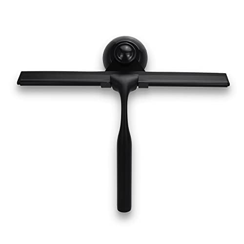 Fab Glass and Mirror 10-Inch Matte Black Shower Squeegee with Adhesive Hook