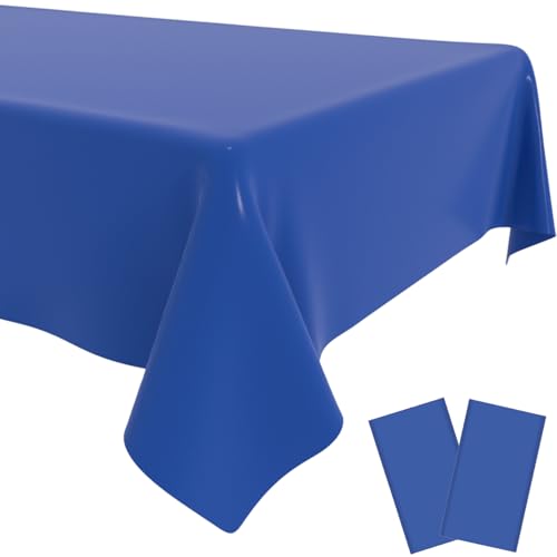 Blue Disposable Tablecloth 54 x 108 Inches - Pack of 2 for Parties & Events