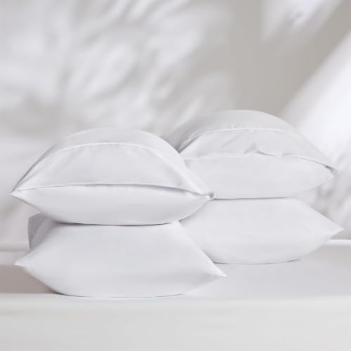Bedsure Standard Pillowcases Set of 4 - White Brushed Microfiber Pillow Covers