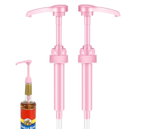 Pink Coffee Syrup Pump for 25 oz Bottles - 2-Pack
