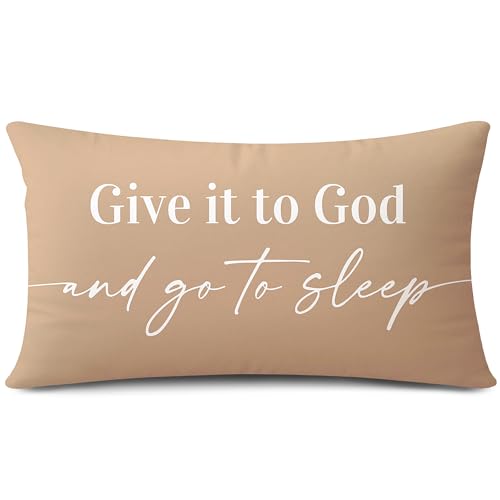 OTOSTAR 16x24 Inch Coffee Brown Decorative Pillow Cover Double Sided Give It to God and Go to Sleep