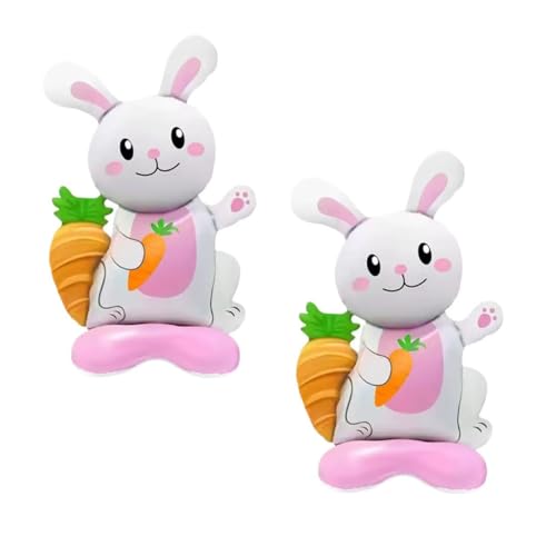 Cute Bunny Foil Balloons with Carrot Design - 2 Pack