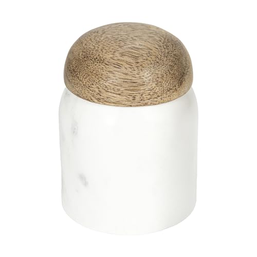 Creative Co-Op Marble & Mango Wood Pinch Pot with Lid - 3"