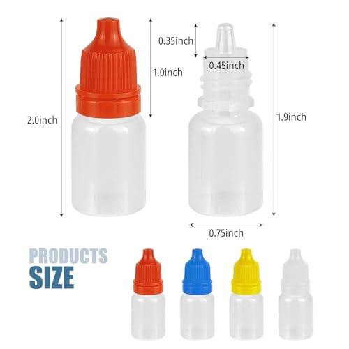 5ml Plastic Squeezable Dropper Bottles, 4 Pack Travel Liquid Dispensers