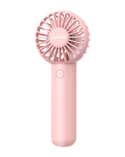 Coohea Mini Handheld Fan - USB Rechargeable, 3 Speeds, Portable for Makeup & Travel, Pink