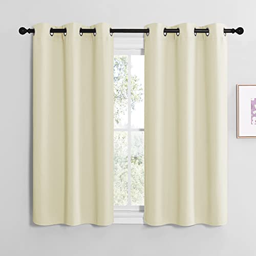 NICETOWN Beige Kitchen Curtains - Thermal Insulated Grommet Draperies, 42" x 50" (Pack of 2)
