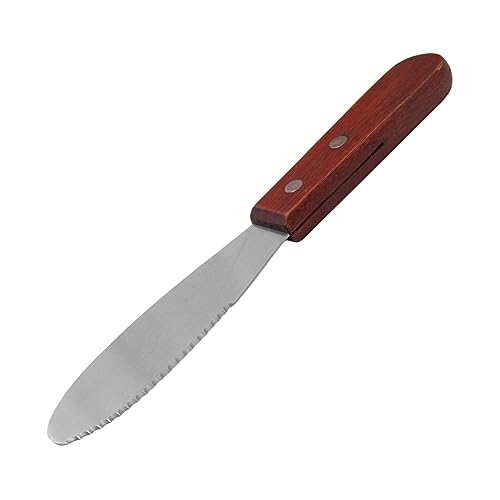 Winco Stainless Steel Sandwich Spreader with Wooden Handle, Medium