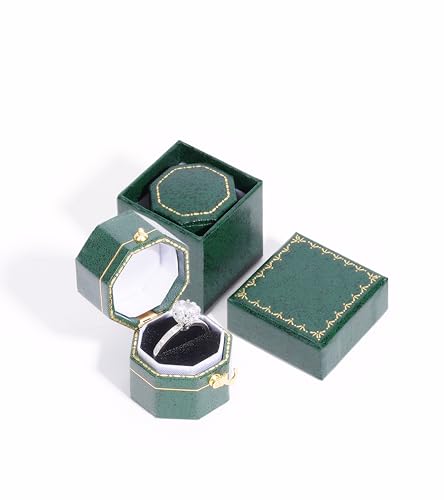 Omeet Green Mini Ring Box for Proposal & Wedding - Eco-Friendly, Vintage Style