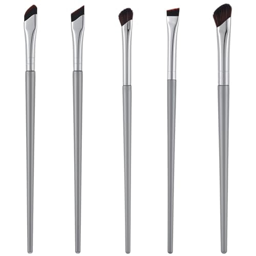 Sorcristy 5 Pack Angled Eyeliner and Eyebrow Brush Set for Precision Makeup
