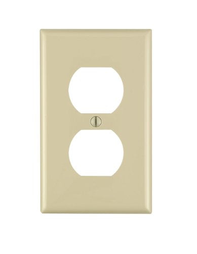 Leviton 1-Gang Duplex Wallplate, Standard Size Thermoplastic, Ivory