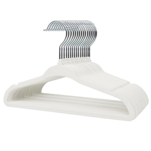 Stormix 16-Pack Baby Velvet Hangers with Shoulder Notches - White, 11 Inch