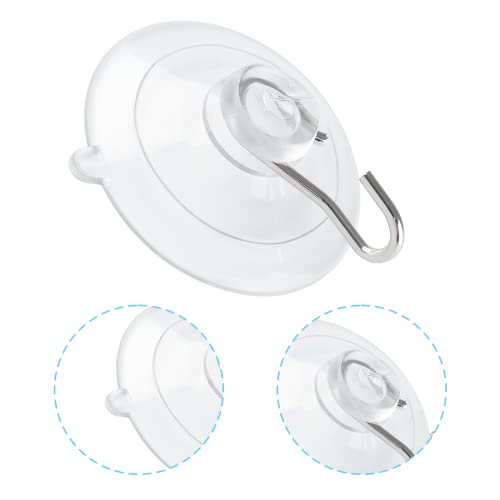 A-1.77 Inch 12Pcs Clear Suction Cup Hooks Heavy Duty Wall Mounts for Bathroom & Kitchen