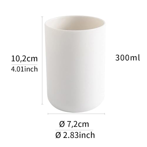 Bathroom Tumblers 2-Pack, White & White - Unbreakable 10oz Cups