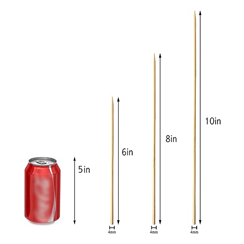 Natural Bamboo Skewers - 100 Pack 8-Inch BBQ Sticks