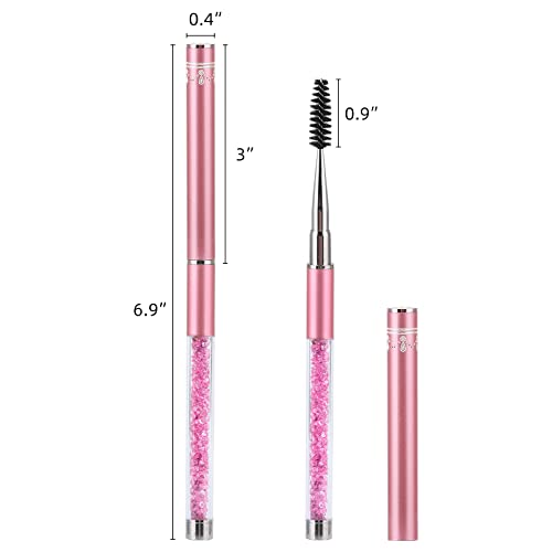 Tbestmax 3 Pcs Spoolies Mascara Wands and Eyelash Brushes with Cap Pink