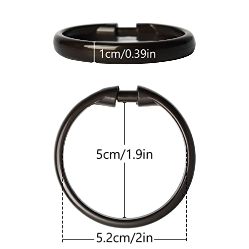 O-Shaped Plastic Shower Curtain Rings - 12 Pcs Bronze Hooks