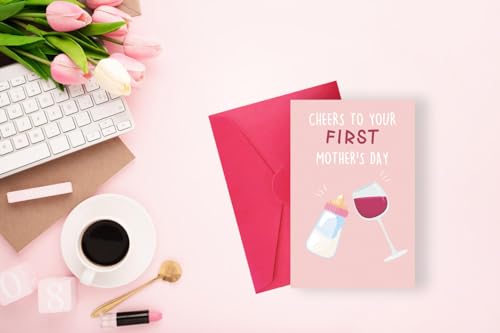 Funny First Mother's Day Card for New Moms - Blank Inside