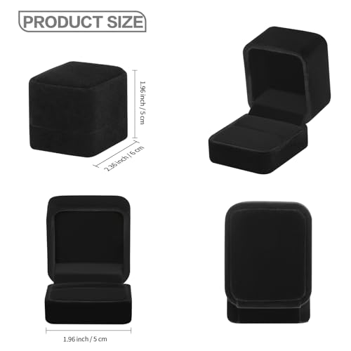 KUKUVR Velvet Wedding Ring Gift Box Set - 2 Mini Holders