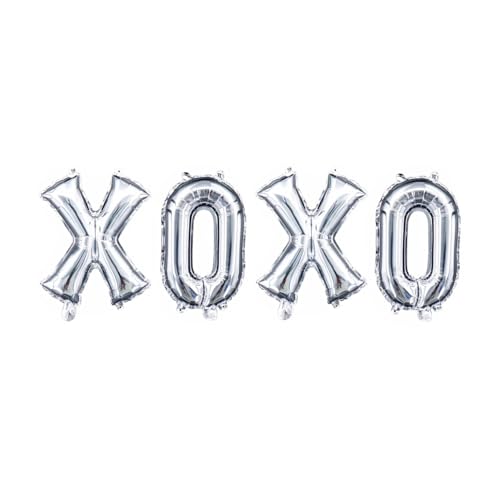 16 Inch Silver XOXO Mylar Balloons for Valentine's Day Decor