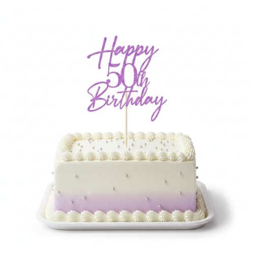 Purple Glitter 50th Birthday Cake Topper - Elegant 50th Milestone Party Decor