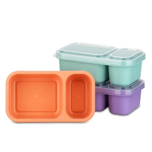 DOSEWART 2-Compartment Reusable Snack Container, Eco-Friendly Wheat Straw