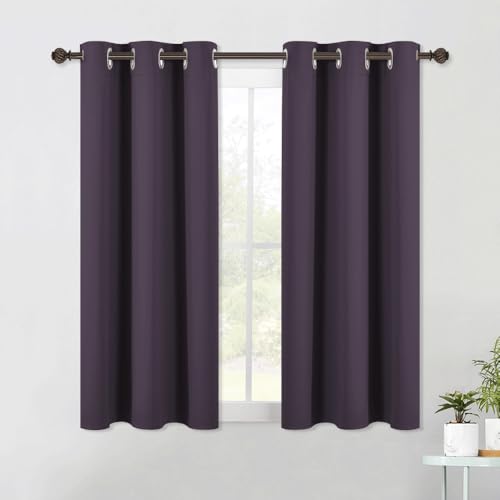 NICETOWN Thermal Insulated Blackout Curtain Panels - Greyish Purple, 42x40 inches, 2-Piece Set