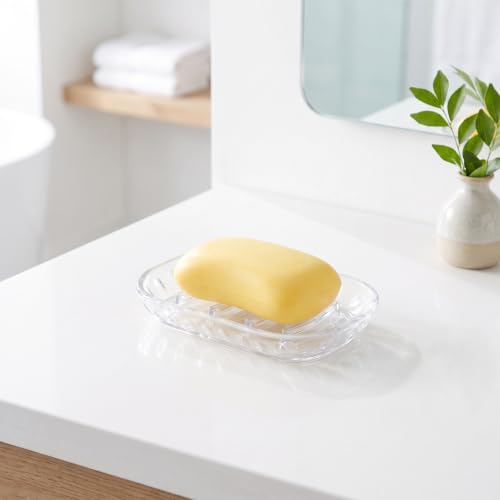Cobee Clear Soap Dish with Drainage Tray - 2 Pack for Shower