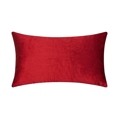 Home Brilliant Velvet Throw Pillow Cover 12x20 for Lumbar Support - Red
