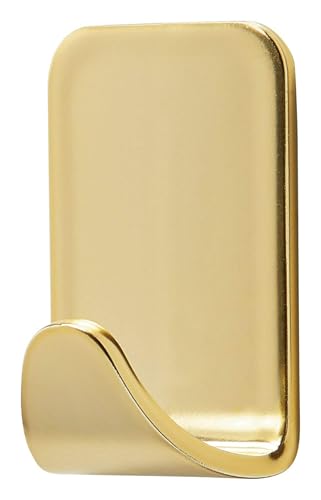Command Small Brass Decorative Hooks, Damage-Free Adhesive Wall Hooks, 4 Pack