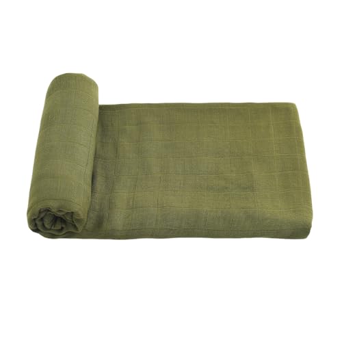 Large Olive Muslin Swaddle Blanket for Newborns - 100% Viscose