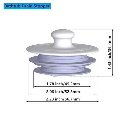 XAJOON Silicone Bathtub Drain Stopper with Patented Design - Gray