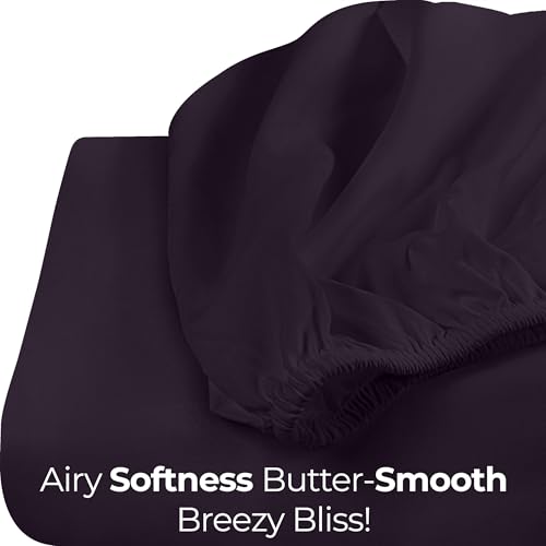 Utopia Bedding Twin Fitted Sheet - Soft Microfiber, 15-Inch Deep Pocket, Purple