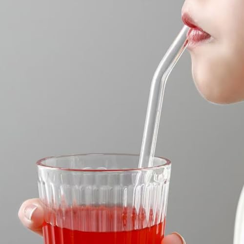 Reusable Glass Drinking Straws with Cleaning Brush - 2-Piece Set