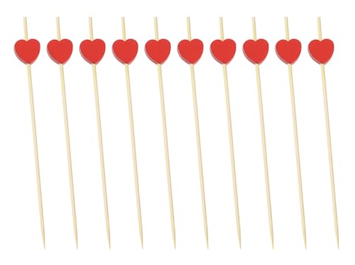 20pcs Bamboo Heart Shape Cocktail Picks for Appetizers & Parties