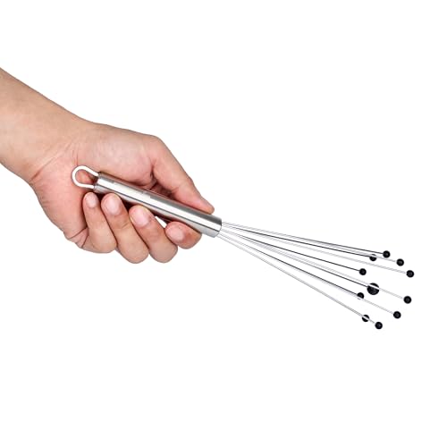 Restaurantware 10.5 in Stainless Steel Ball Whisk with Silicone Tips - German Standard Sauce & Gravy Whisk, Non-Scratch, Dishwasher Safe - Non-Stick Safe Silicone Ball Whisk for Baking