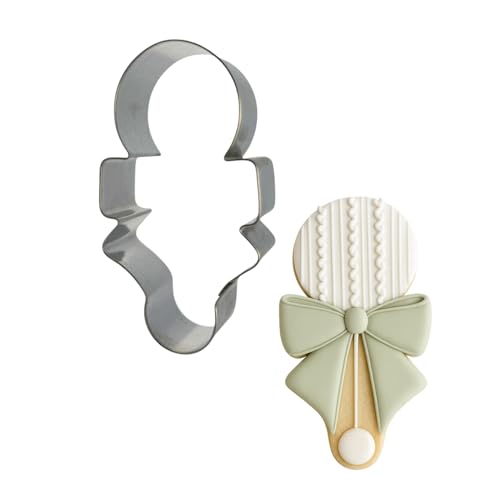 Foose Baby Rattle with Bow Cookie Cutter, 4-Inch Tin Plate Steel