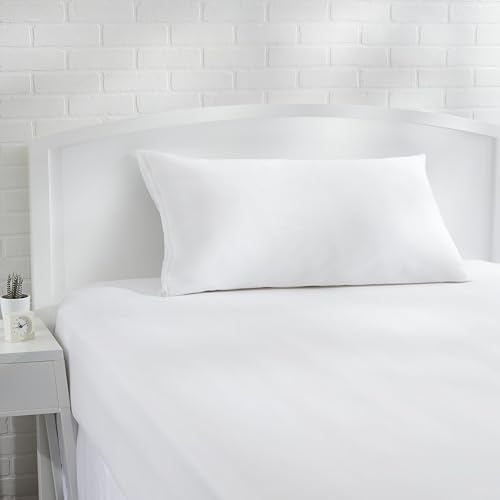 Amazon Basics King Zipper Pillow Protector - Breathable 100% Cotton, Hypoallergenic, Machine Washable, White, 37 x 21 Inches