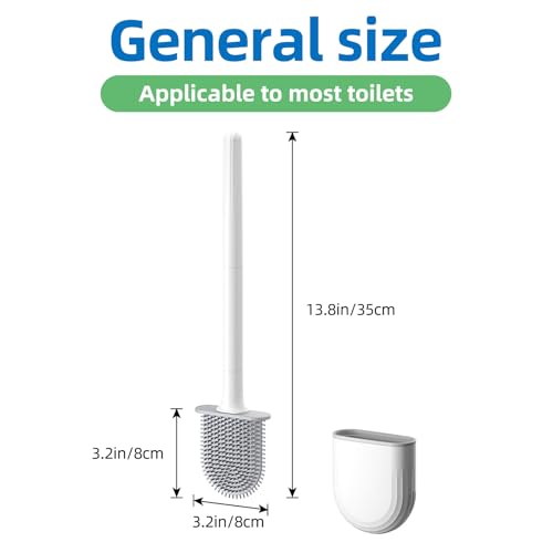 Silicone Toilet Brush and Holder Set - Wall Mounted Bathroom Cleaner