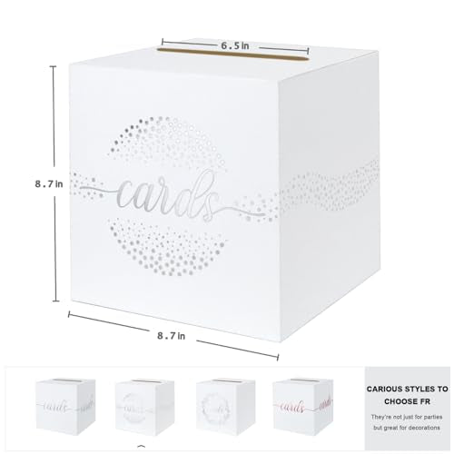 QIKSION White Gift Card Box with Silver Foil Design - 8.7"
