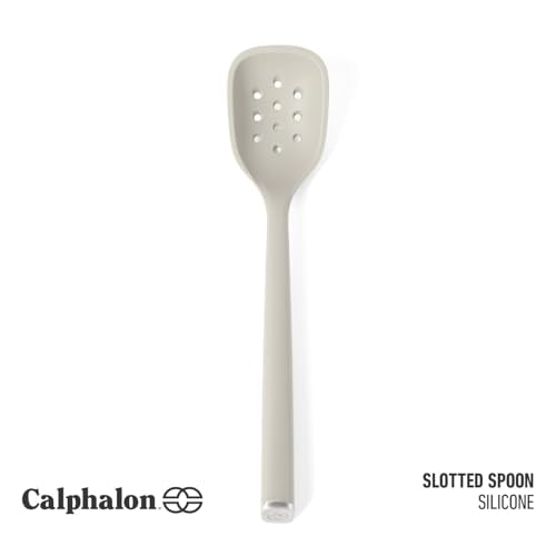 Calphalon Edge Heat-Resistant Silicone Slotted Skimmer Spoon - Taupe